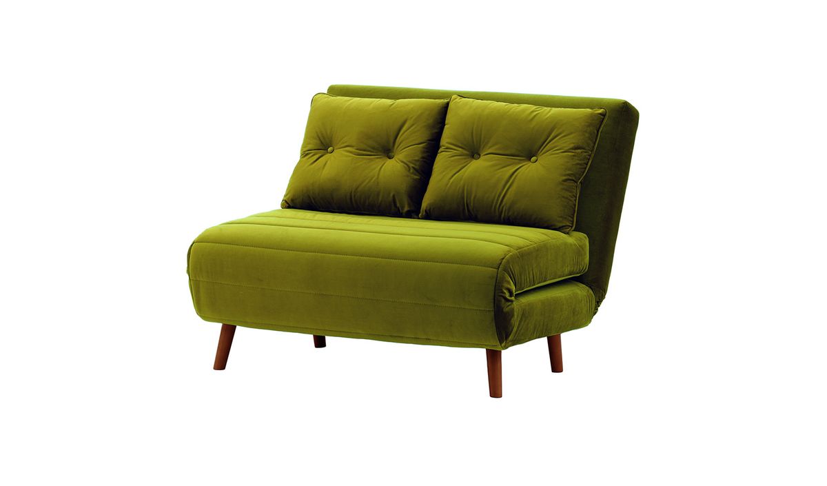 Petit canapé convertible Flic - large de 103 cm, olive - Velluto 9, Couleur des pieds: aveo