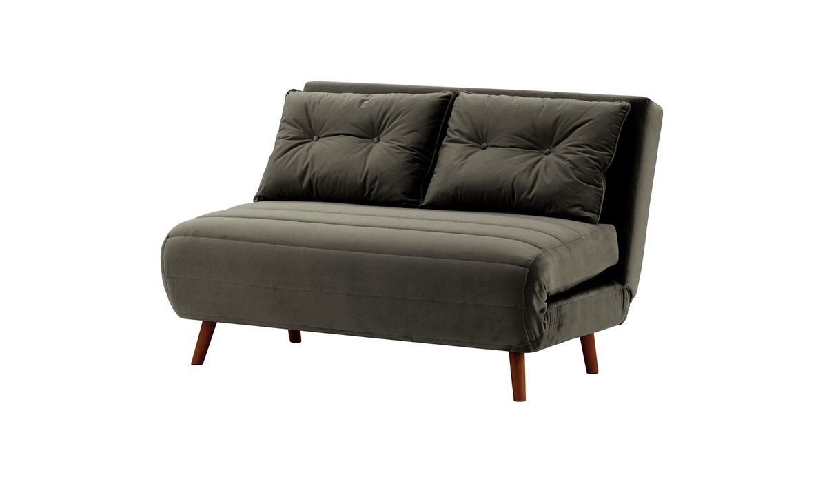 Canapé convertible deux places Flic - large de 120 cm, graphite - Velluto 19, Couleur des pieds: aveo