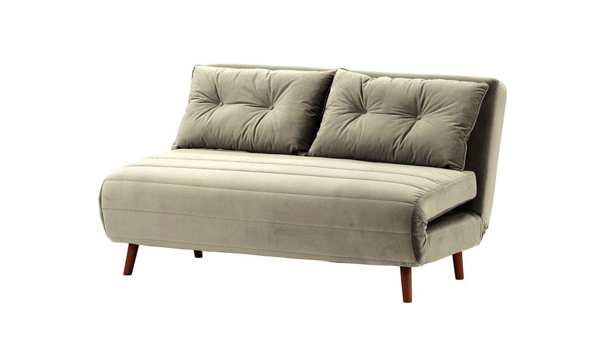Canapé convertible 2,5 places Flic - large de 142 cm, gris éléphant - Velluto 17, Couleur des pieds: aveo