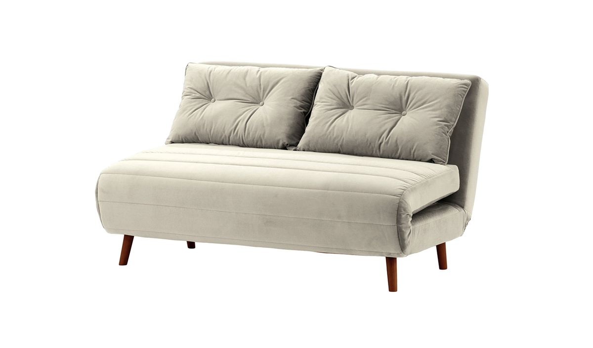 Canapé convertible 2,5 places Flic - large de 142 cm, gris clair - Velluto 15, Couleur des pieds: aveo