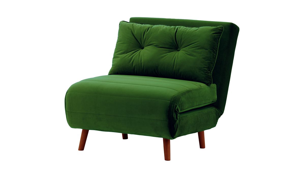 Fauteuil convertible Flic - large de 77 cm, vert foncé - Velluto 10, Couleur des pieds: aveo