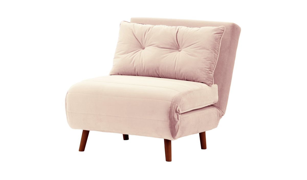 Fauteuil convertible Flic - large de 77 cm, lila/rose - Velluto 14, Couleur des pieds: aveo