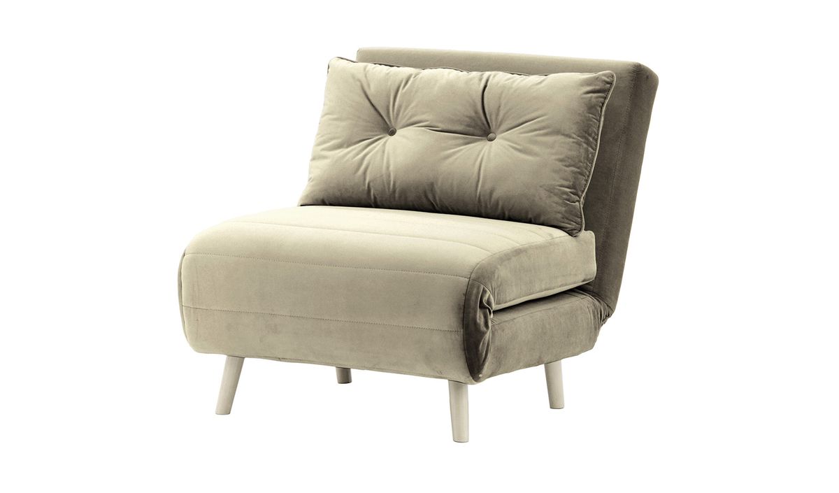 Fauteuil convertible Flic - large de 77 cm, gris éléphant - Velluto 17, Couleur des pieds: Blanc