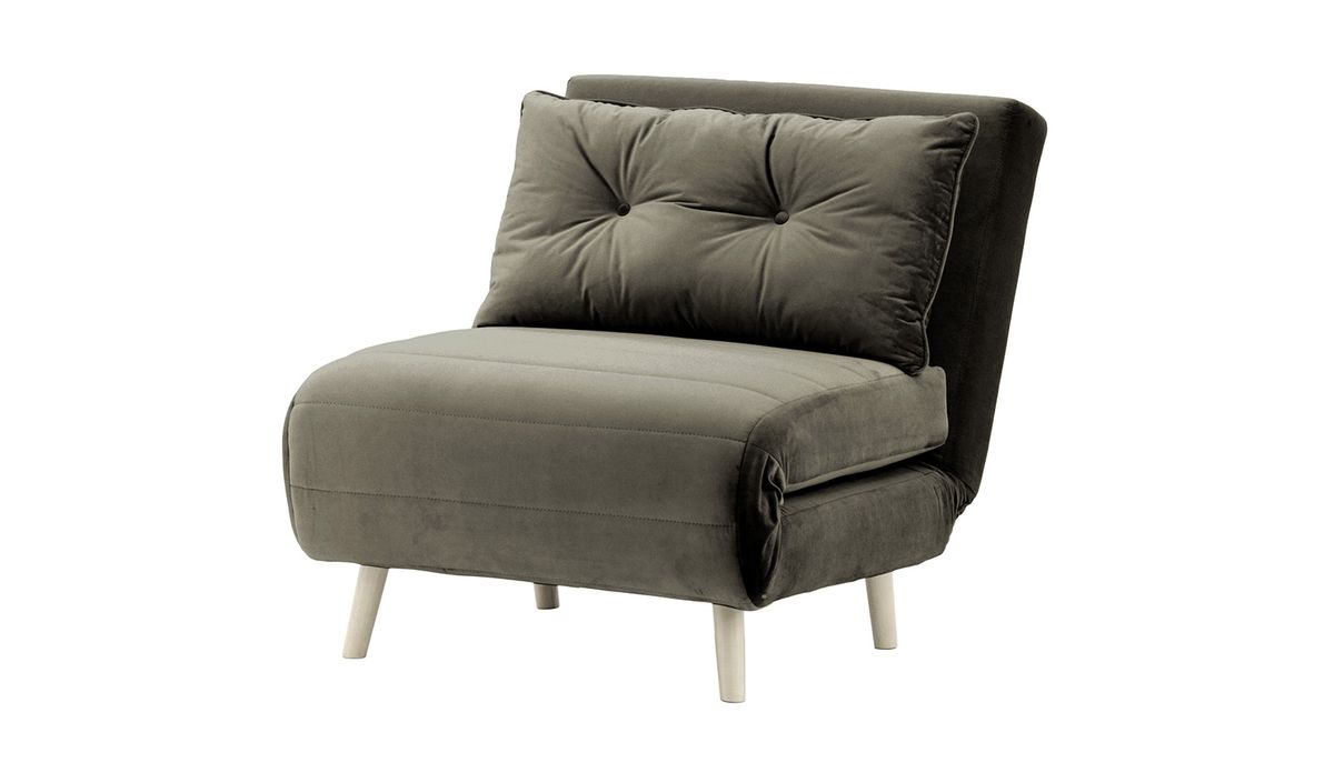 Fauteuil convertible Flic - large de 77 cm, graphite - Velluto 19, Couleur des pieds: Blanc