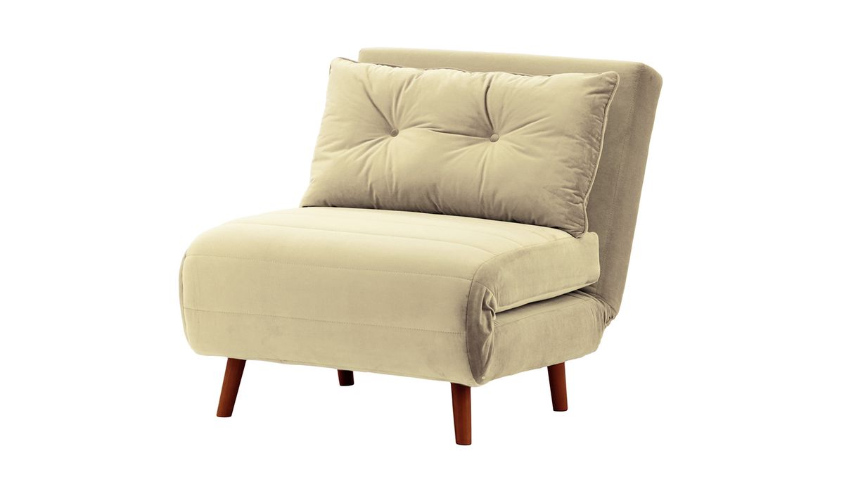 Fauteuil convertible Flic - large de 77 cm, beige - Velluto 3, Couleur des pieds: aveo