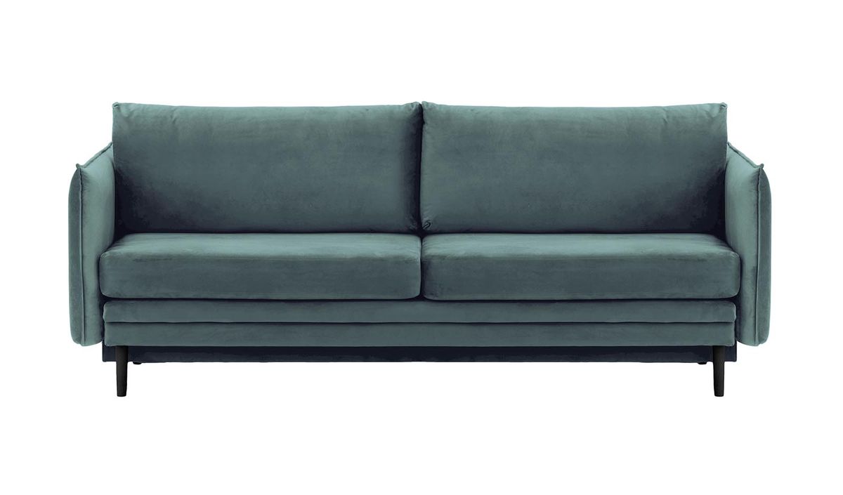 Canapé Nimbus avec fonction de couchage et coffre de rangement, bleu - Velluto 12, Couleur des pieds: Noir