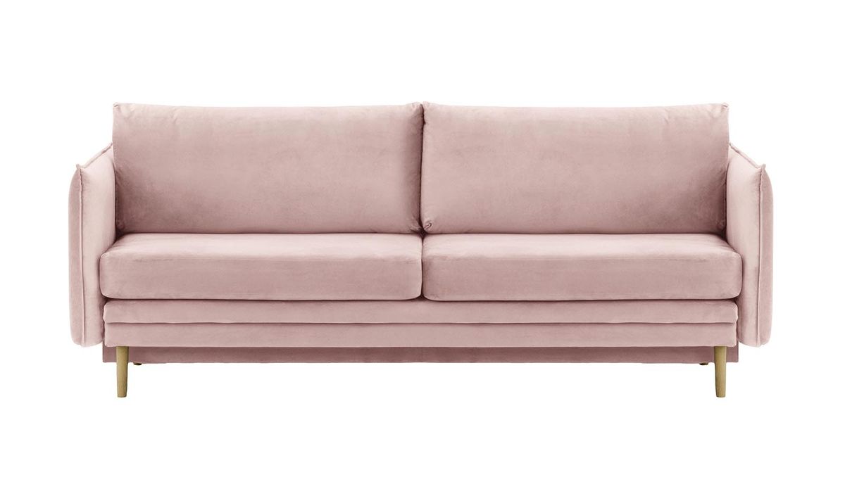 Canapé Nimbus avec fonction de couchage et coffre de rangement, lila/rose - Velluto 14, Couleur des pieds: Noir wax