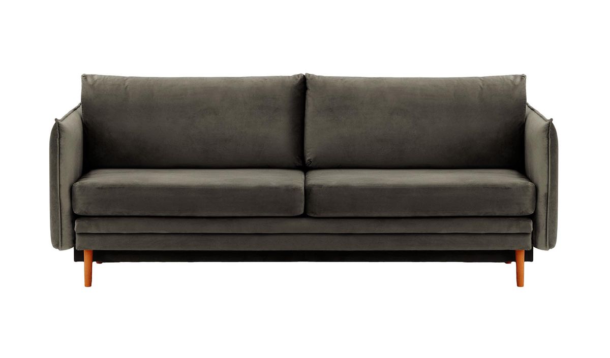 Canapé Nimbus avec fonction de couchage et coffre de rangement, graphite - Velluto 19, Couleur des pieds: aveo