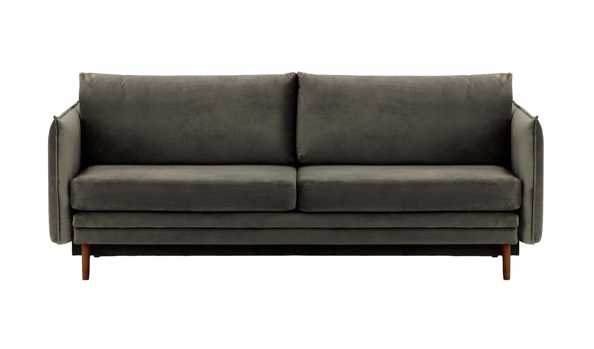 Canapé Nimbus avec fonction de couchage et coffre de rangement, graphite - Velluto 19, Couleur des pieds: Chêne foncé