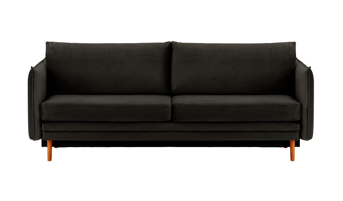Canapé Nimbus avec fonction de couchage et coffre de rangement, noir - Velluto 20, Couleur des pieds: aveo