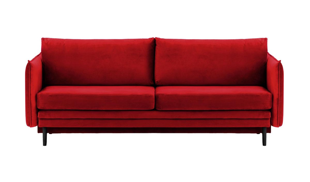 Canapé Nimbus avec fonction de couchage et coffre de rangement, rouge - Velluto 7, Couleur des pieds: Noir
