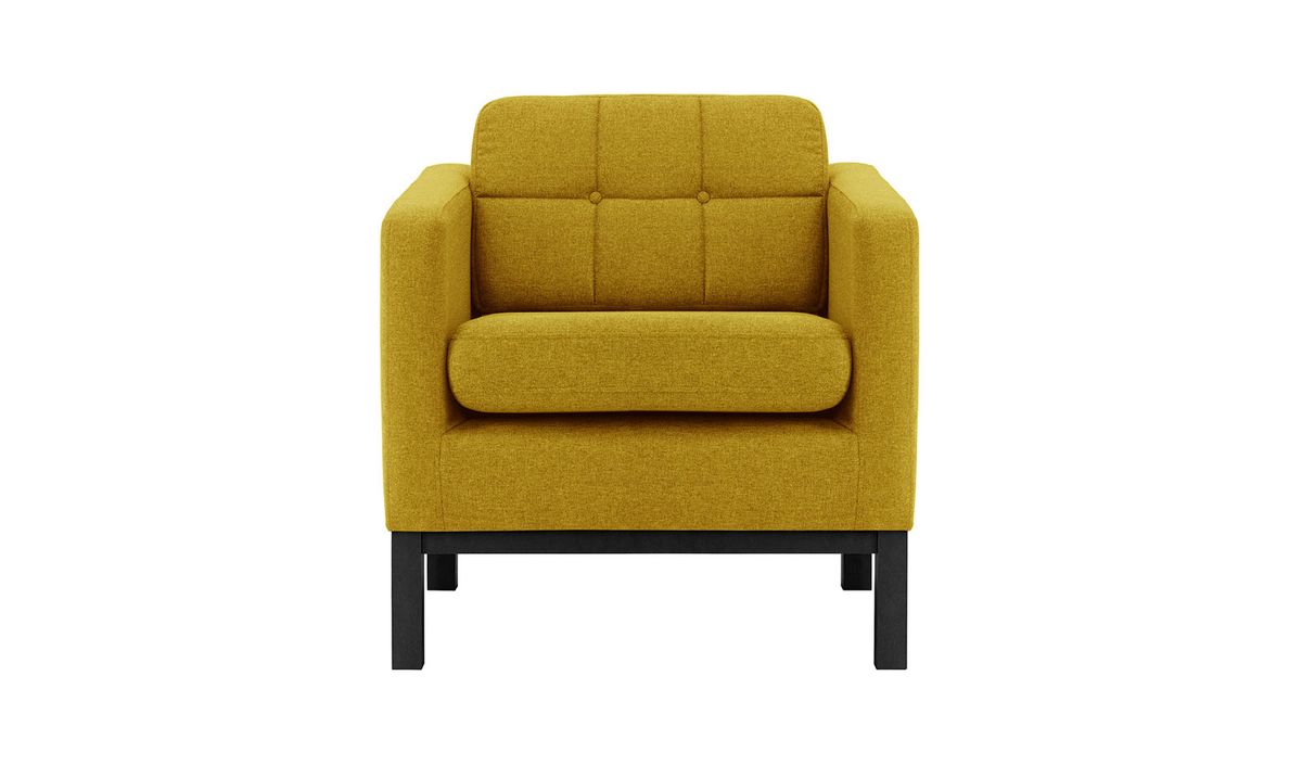 Fauteuil Normann, moutarde - Malmo 41, Couleur des pieds: Noir