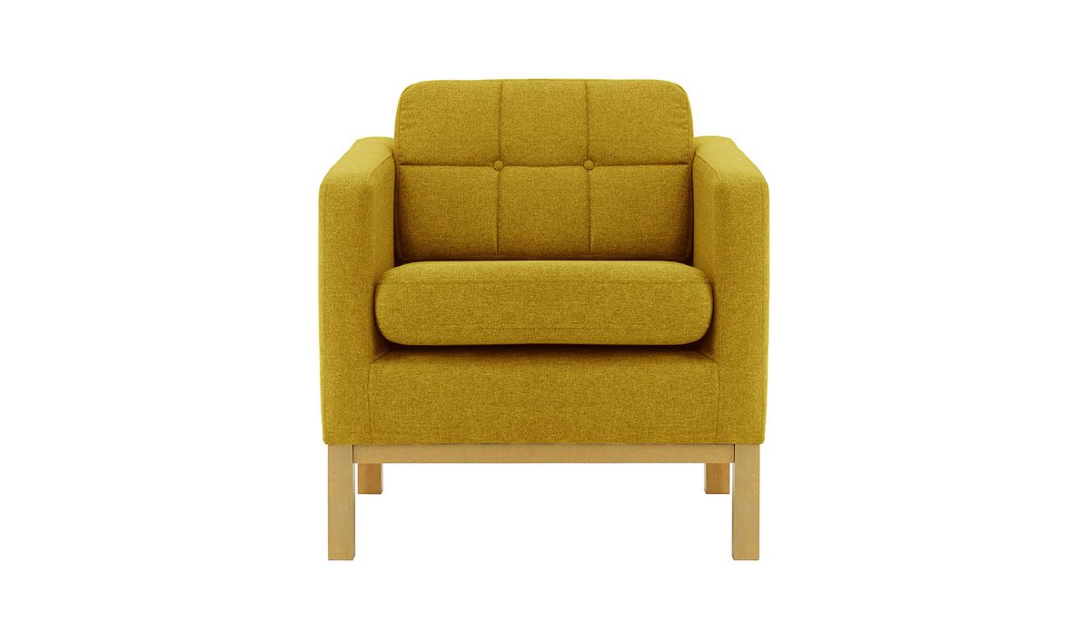 Fauteuil Normann, moutarde - Malmo 41, Couleur des pieds: Chêne clair