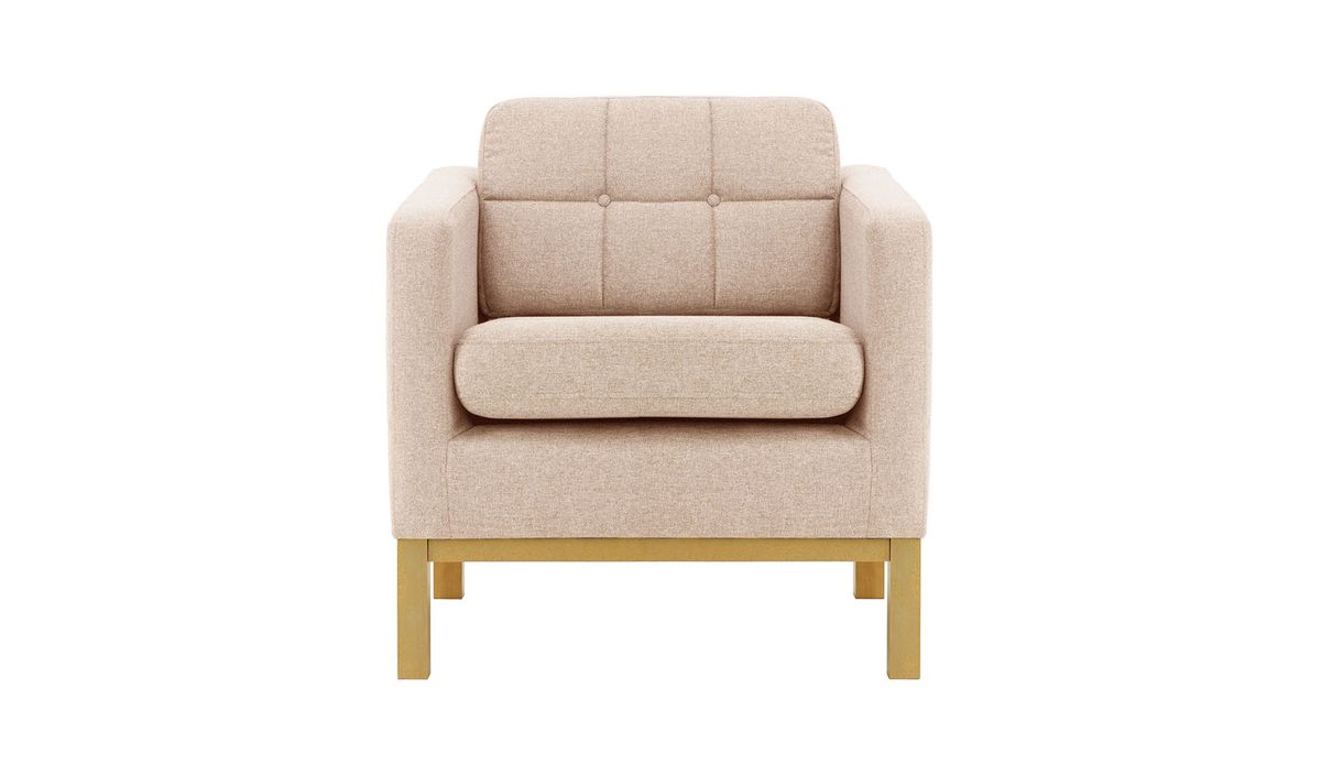 Fauteuil Normann, rose poudré - Malmo 61, Couleur des pieds: Chêne clair
