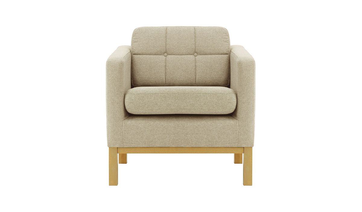 Fauteuil Normann, beige - Malmo 8, Couleur des pieds: Chêne clair