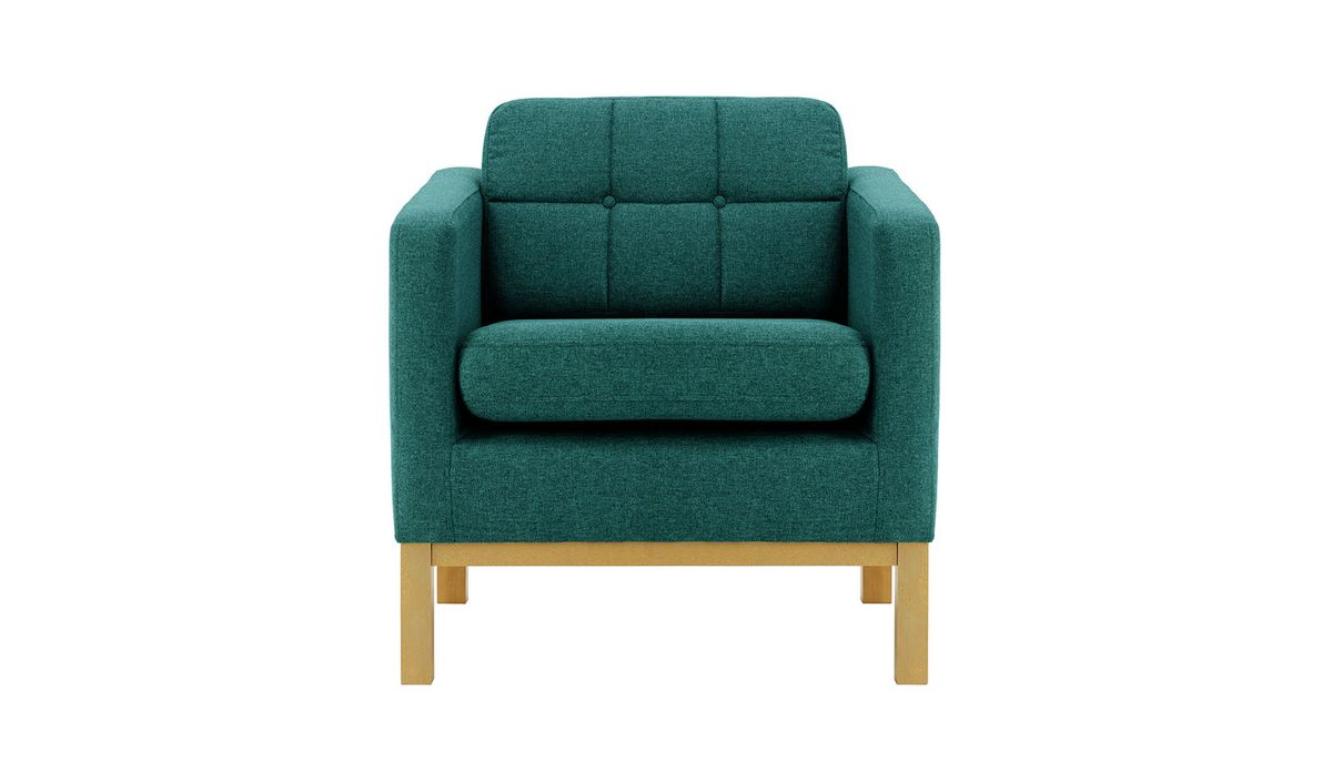 Fauteuil Normann, bleu foncé - Malmo 81, Couleur des pieds: Chêne clair
