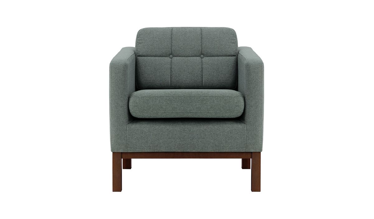 Fauteuil Normann, gris foncé - Malmo 95, Couleur des pieds: Chêne foncé