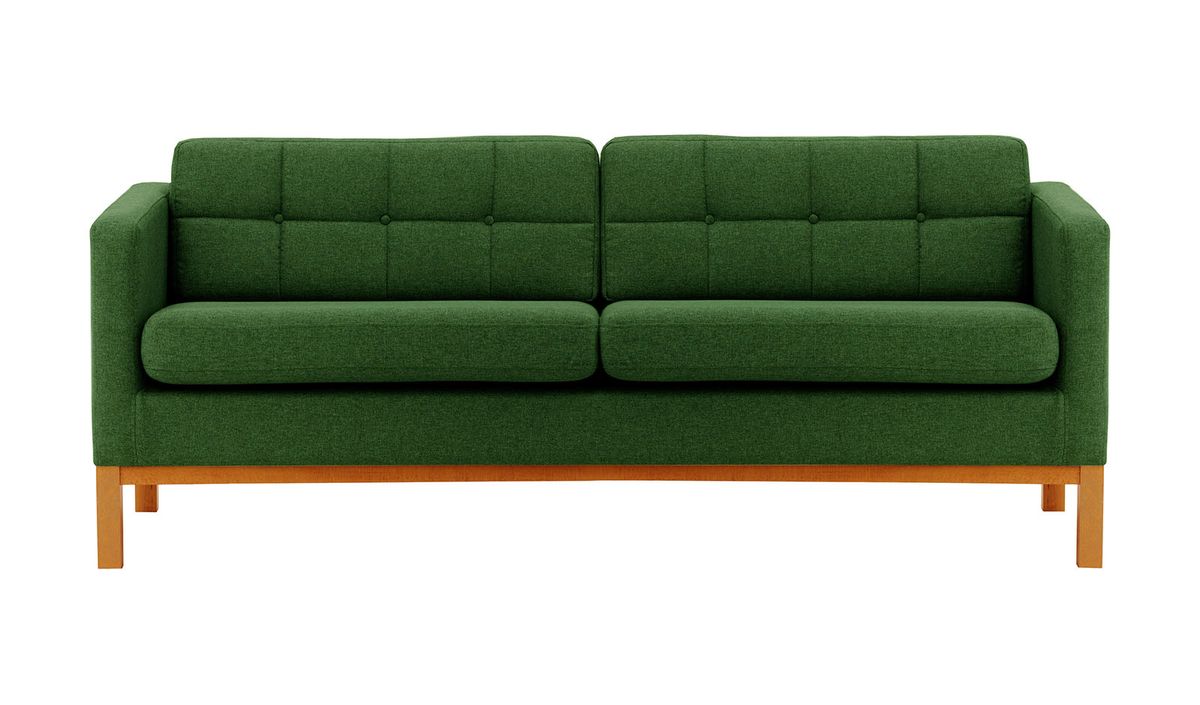 Canapé trois places Normann, vert foncé - Malmo 37, Couleur des pieds: aveo