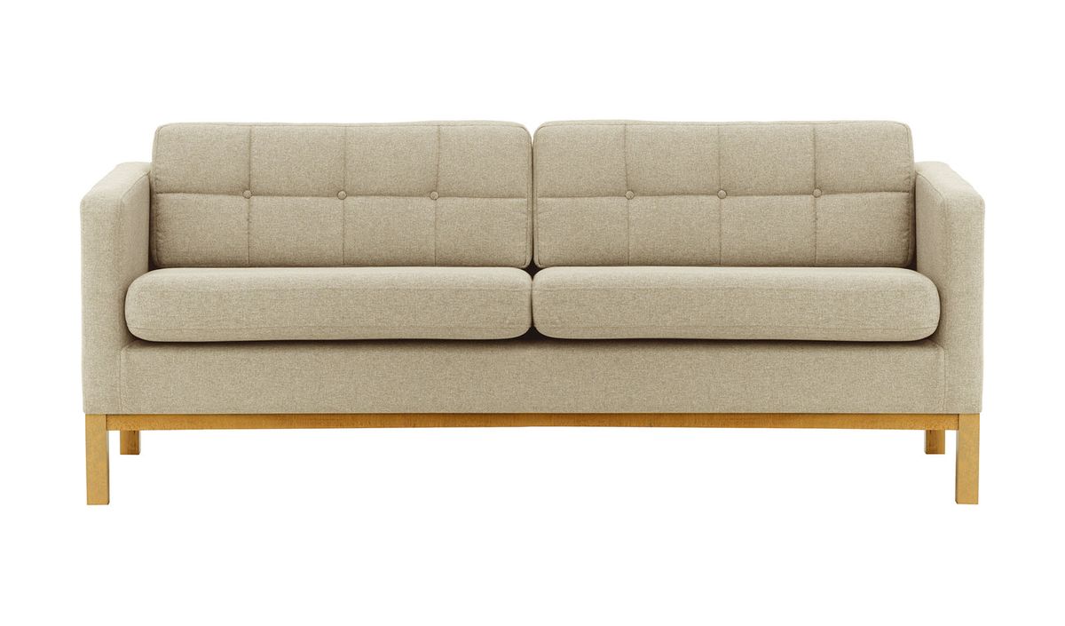 Canapé trois places Normann, beige - Malmo 8, Couleur des pieds: Chêne clair