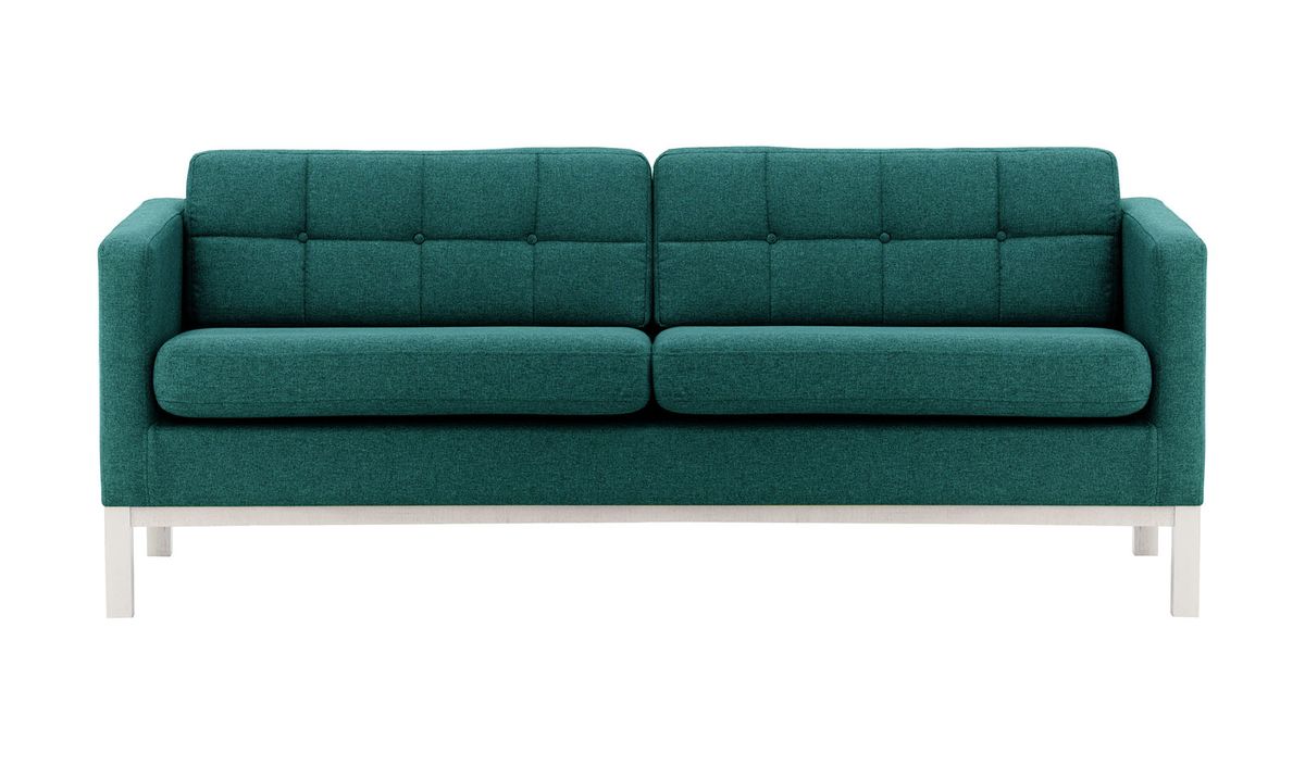 Canapé trois places Normann, bleu foncé - Malmo 81, Couleur des pieds: Blanc