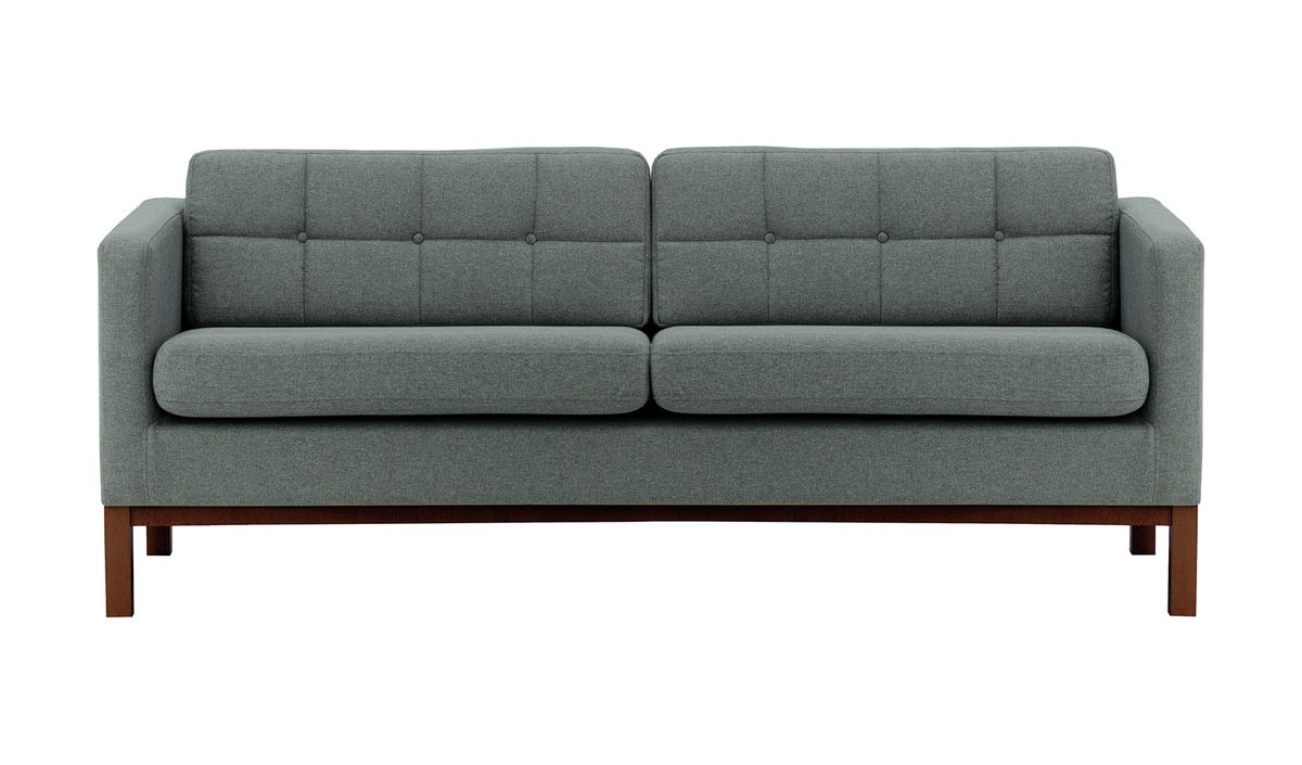 Canapé trois places Normann, gris foncé - Malmo 95, Couleur des pieds: Chêne foncé