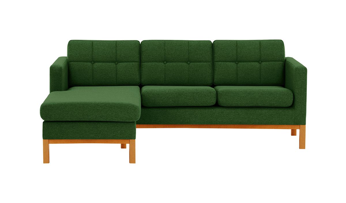Canapé d’angle gauche Normann, vert foncé - Malmo 37, Couleur des pieds: aveo