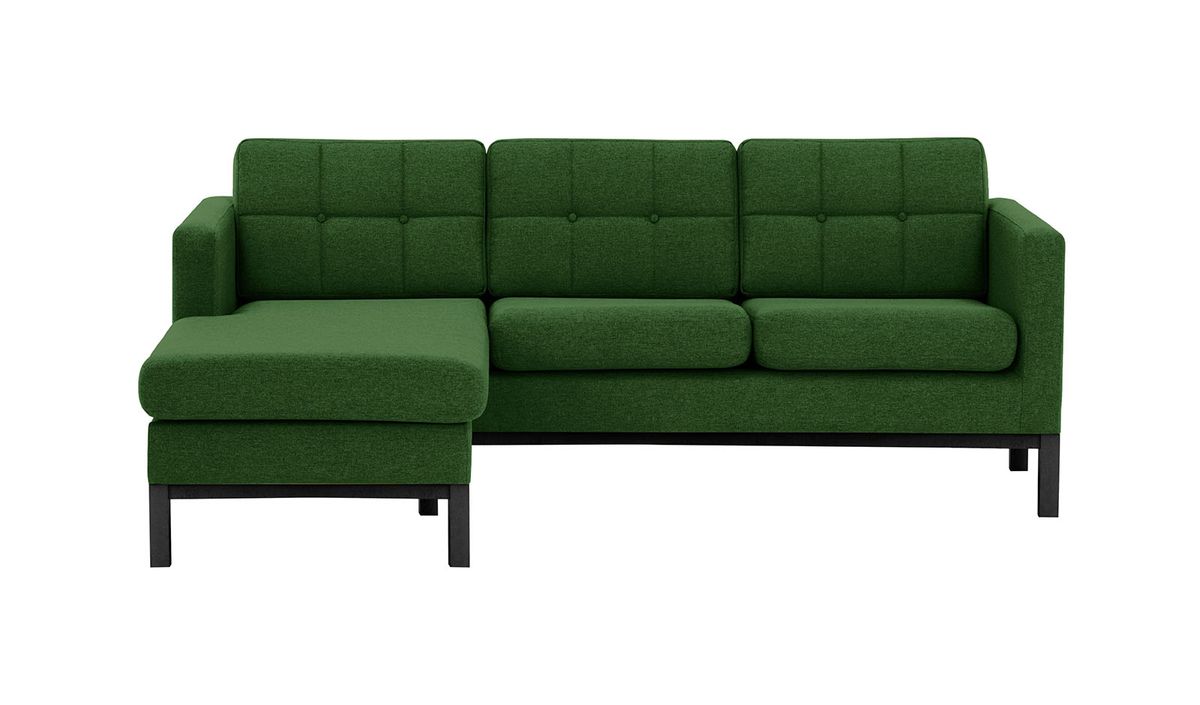 Canapé d’angle gauche Normann, vert foncé - Malmo 37, Couleur des pieds: Noir