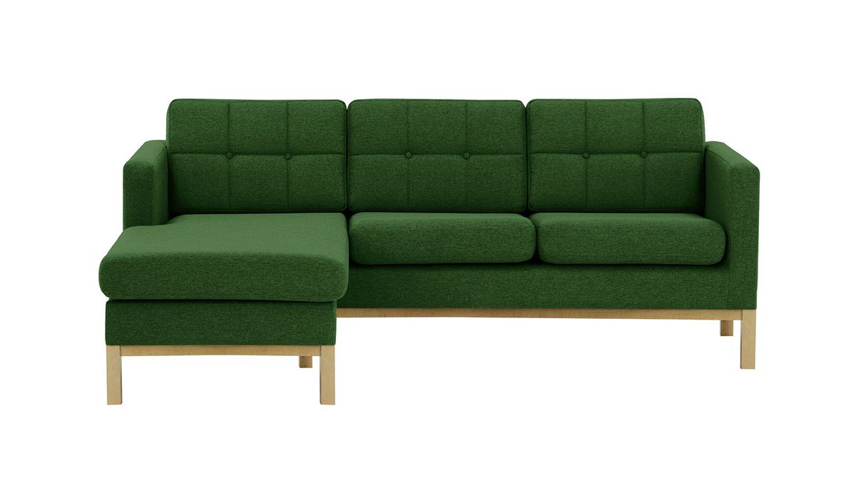 Canapé d’angle gauche Normann, vert foncé - Malmo 37, Couleur des pieds: Noir wax