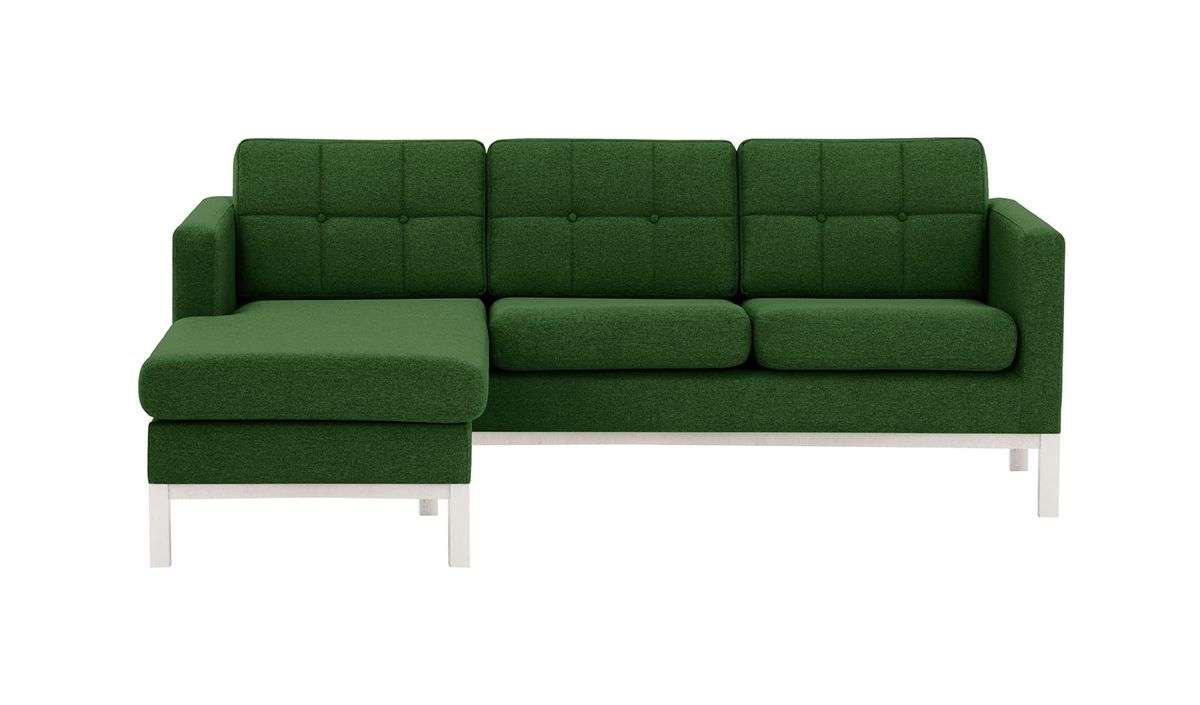 Canapé d’angle gauche Normann, vert foncé - Malmo 37, Couleur des pieds: Blanc