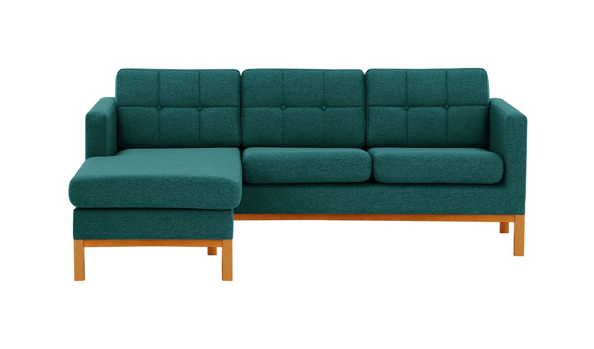 Canapé d’angle gauche Normann, bleu foncé - Malmo 81, Couleur des pieds: aveo