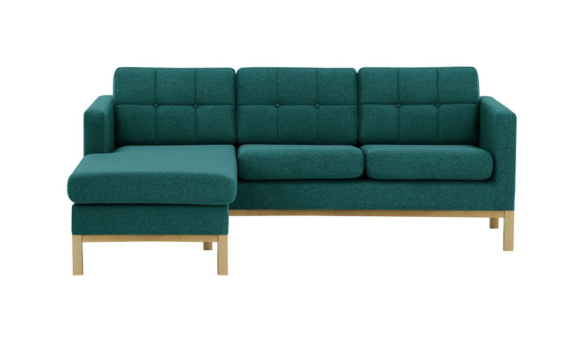 Canapé d’angle gauche Normann, bleu foncé - Malmo 81, Couleur des pieds: Noir wax