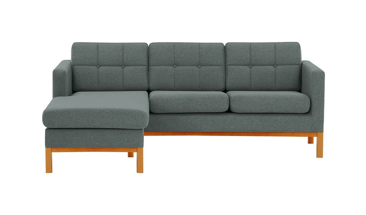 Canapé d’angle gauche Normann, gris foncé - Malmo 95, Couleur des pieds: aveo
