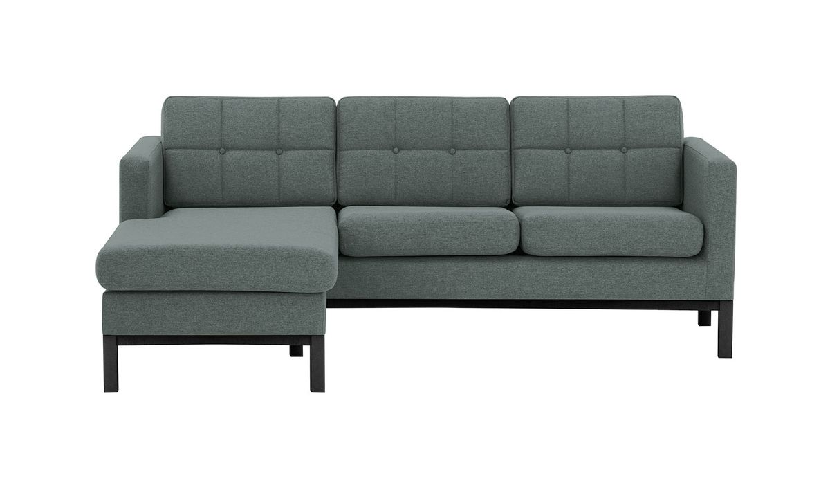 Canapé d’angle gauche Normann, gris foncé - Malmo 95, Couleur des pieds: Noir