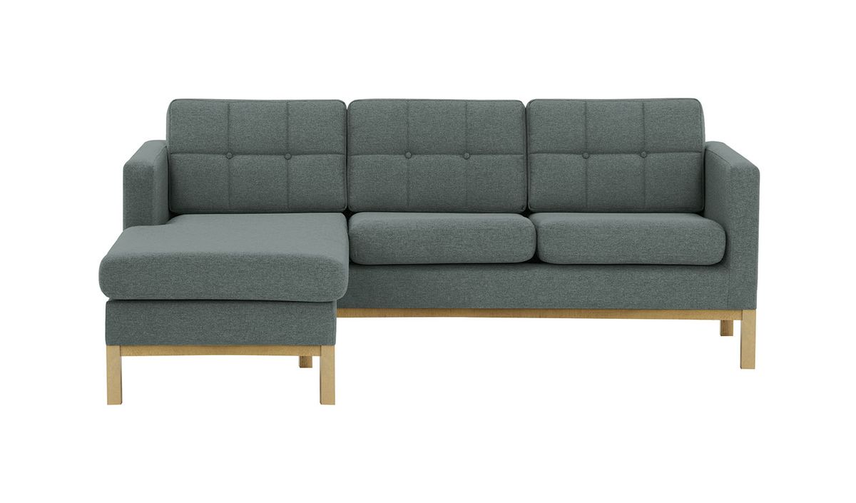 Canapé d’angle gauche Normann, gris foncé - Malmo 95, Couleur des pieds: Noir wax