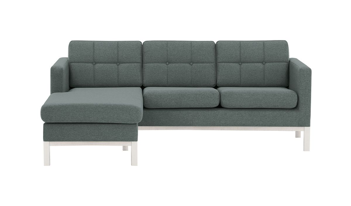 Canapé d’angle gauche Normann, gris foncé - Malmo 95, Couleur des pieds: Blanc