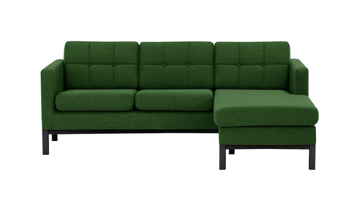 Canapé d’angle droit Normann, vert foncé - Malmo 37, Couleur des pieds: Noir