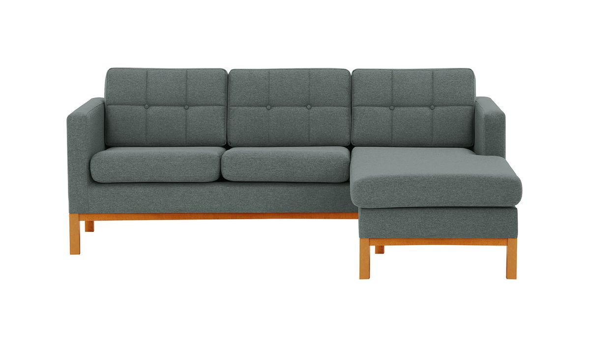 Canapé d’angle droit Normann, gris foncé - Malmo 95, Couleur des pieds: aveo