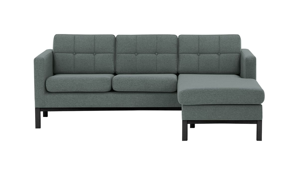 Canapé d’angle droit Normann, gris foncé - Malmo 95, Couleur des pieds: Noir