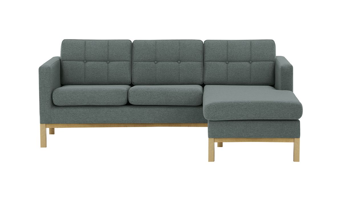 Canapé d’angle droit Normann, gris foncé - Malmo 95, Couleur des pieds: Noir wax