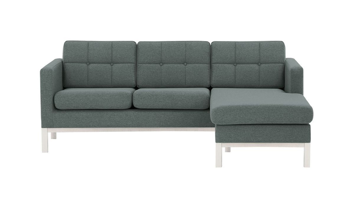 Canapé d’angle droit Normann, gris foncé - Malmo 95, Couleur des pieds: Blanc