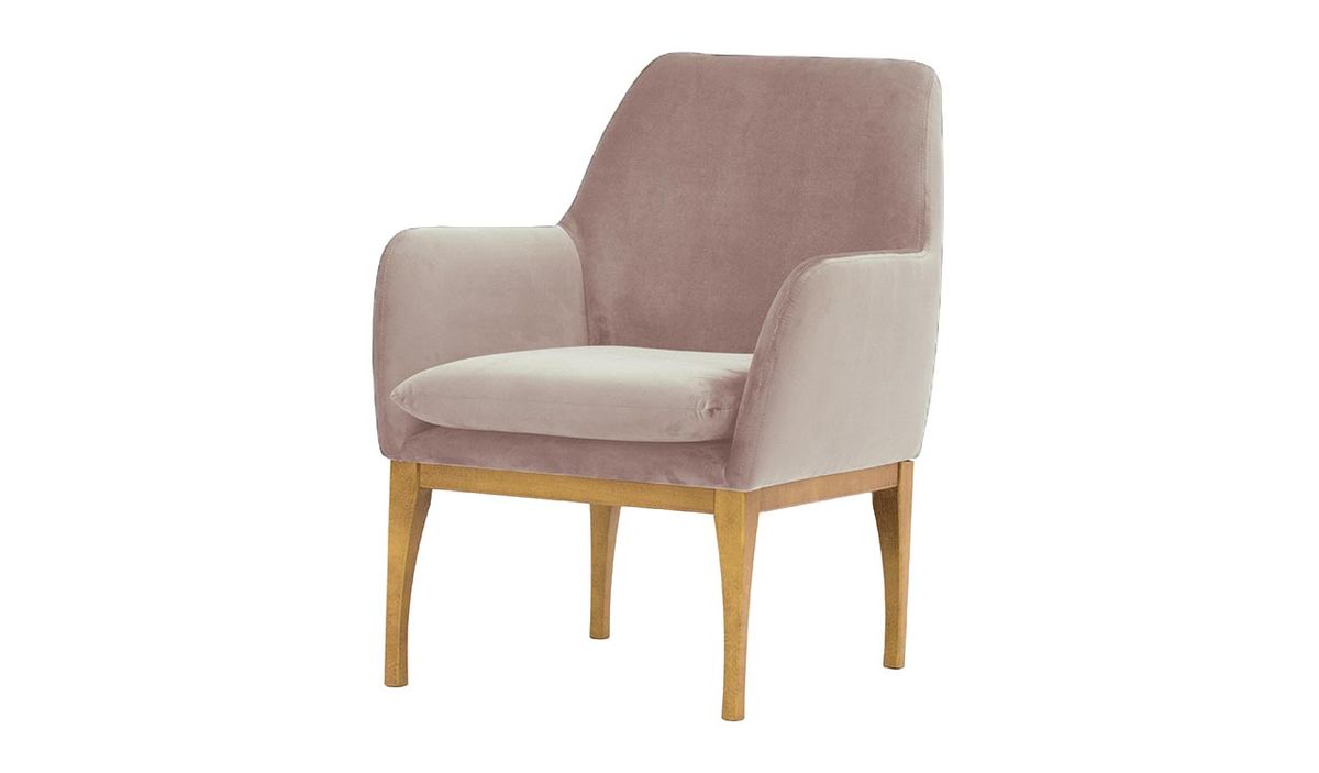Fauteuil Beca, lila/rose - Velluto 14, Couleur des pieds: Chêne clair
