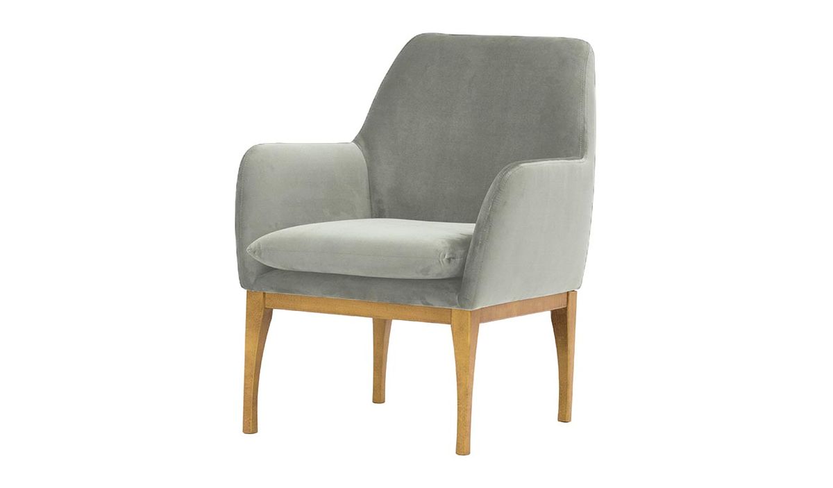 Fauteuil Beca, gris clair - Velluto 15, Couleur des pieds: Chêne clair