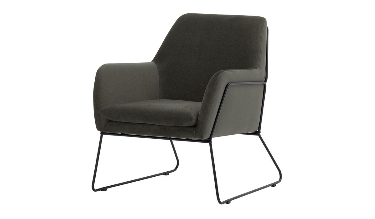 Fauteuil Foxe, graphite - Velluto 19, Couleur des pieds: Cadre métallique noir