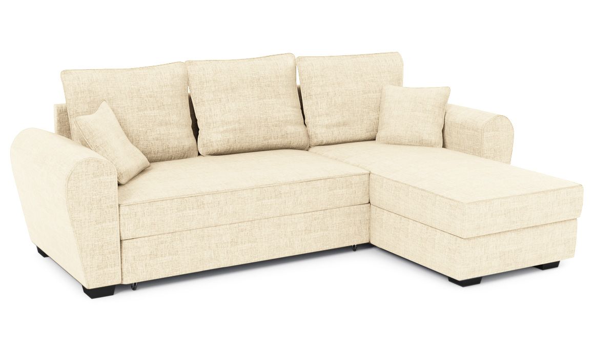 Canapé d’angle avec fonction lit et coffre de rangement Nicea, crème - Sawana 1