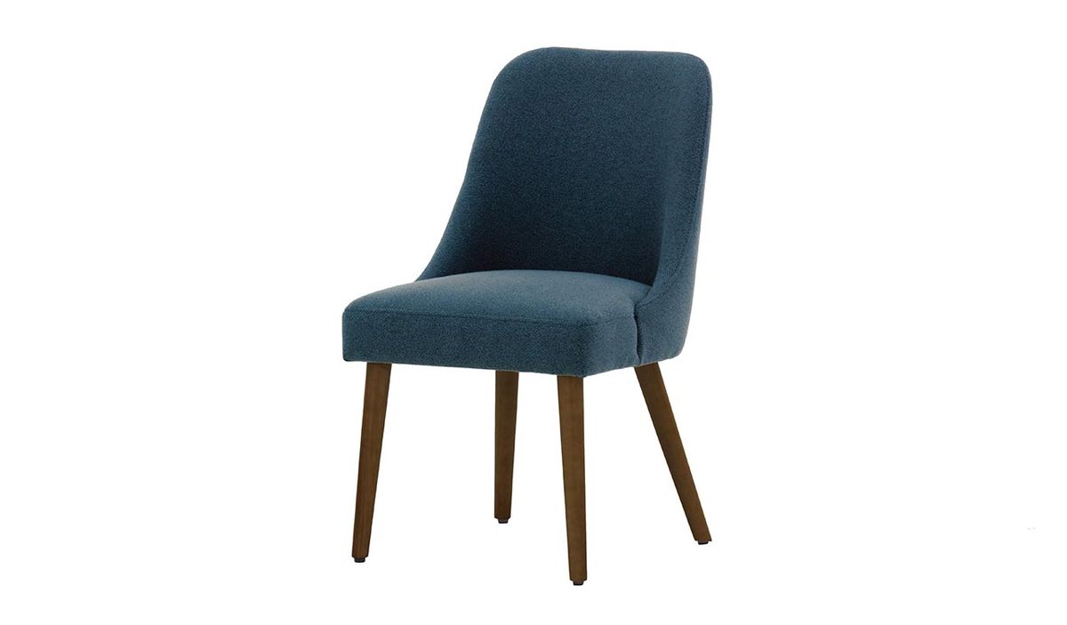Chaise Albion, bleu - Metro 74, Couleur des pieds: Chêne foncé