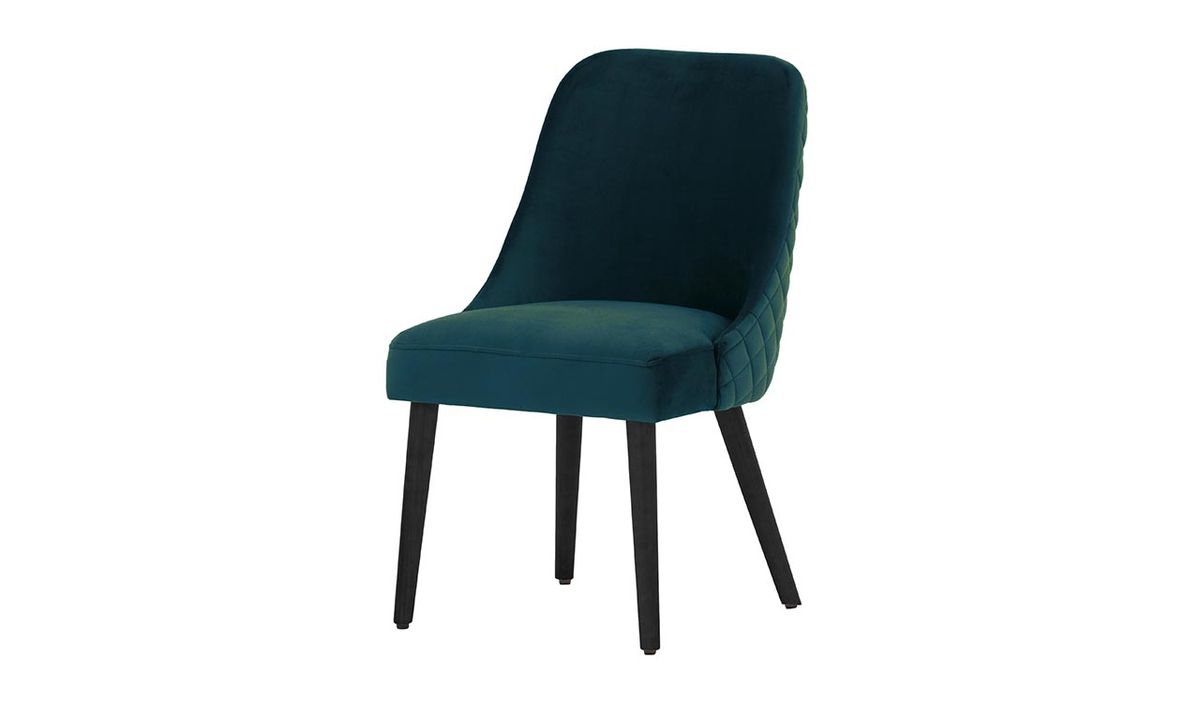 Chaise avec coutures Albion, bleu - Velluto 11, Couleur des pieds: Noir