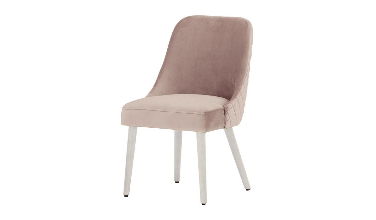 Chaise avec coutures Albion, lila/rose - Velluto 14, Couleur des pieds: Blanc