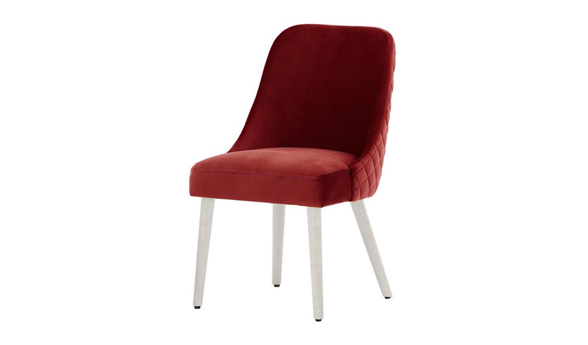 Chaise avec coutures Albion, rouge - Velluto 7, Couleur des pieds: Blanc