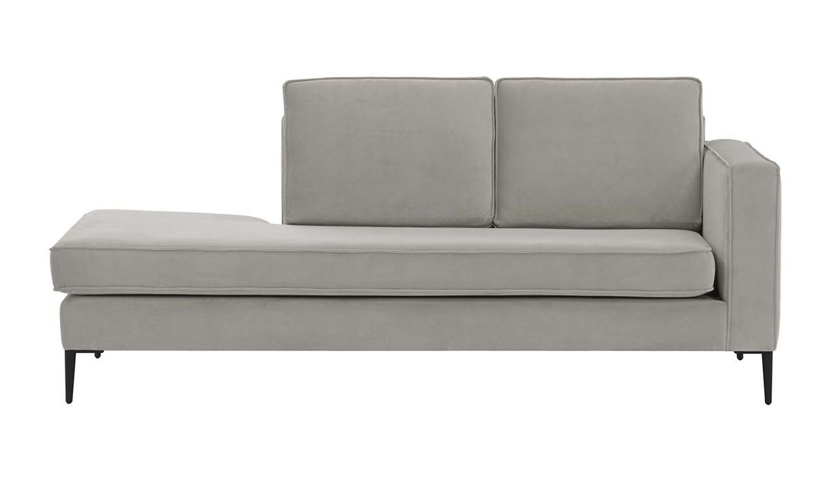 Chaise longue/divan droit Eaz, gris clair - Velluto 15