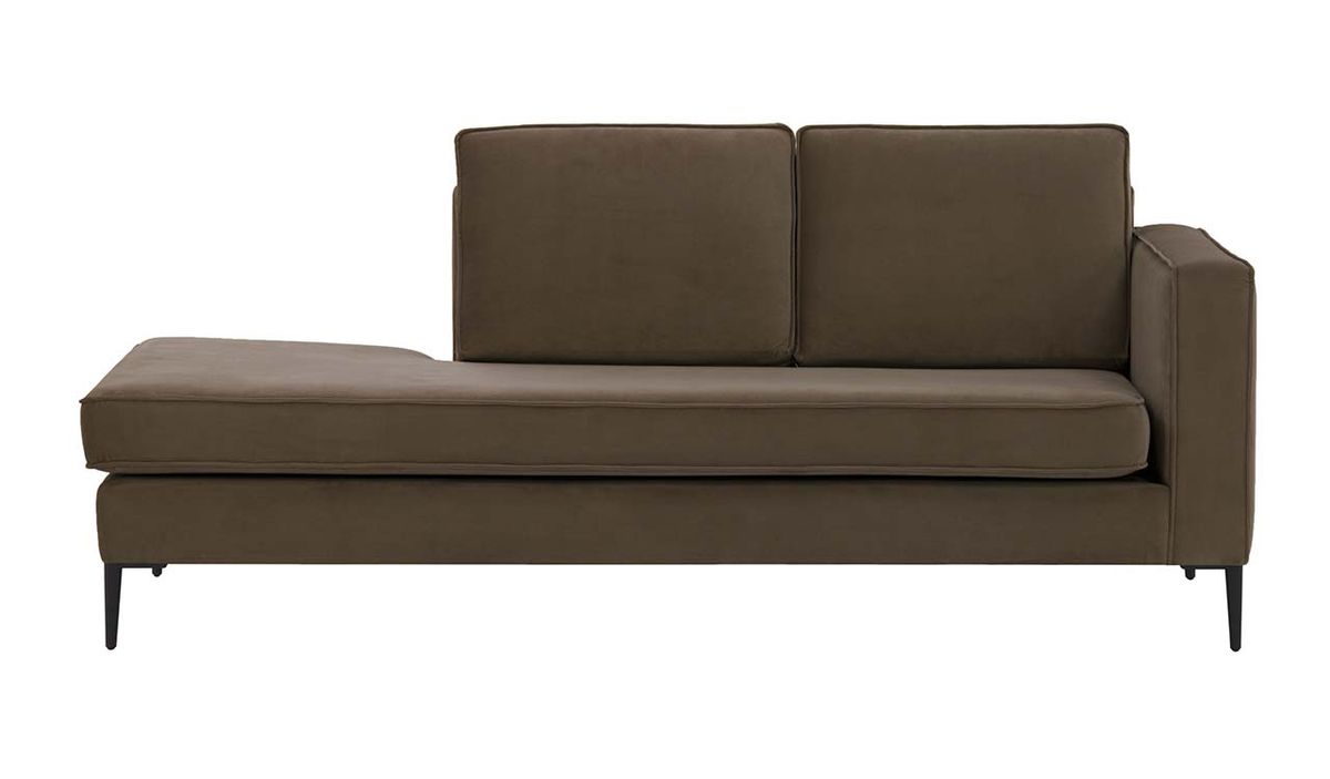 Chaise longue/divan droit Eaz, gris éléphant - Velluto 17